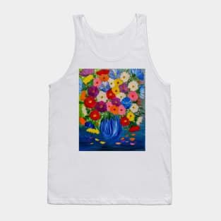 This beautiful painting features vibrant hues of abstract flowers set against a stunning glass vase Tank Top